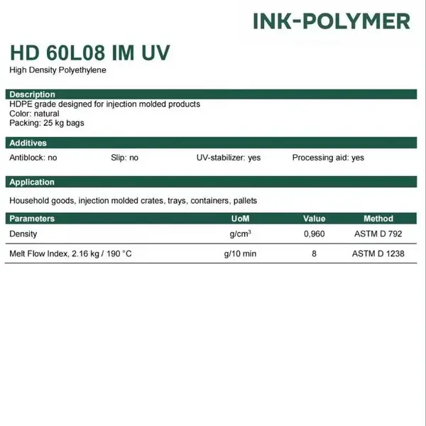 ���ܶȾ���ϩ HD60L08IM ����˹ע�ܼ�HDPE����������;������Ŀ�
