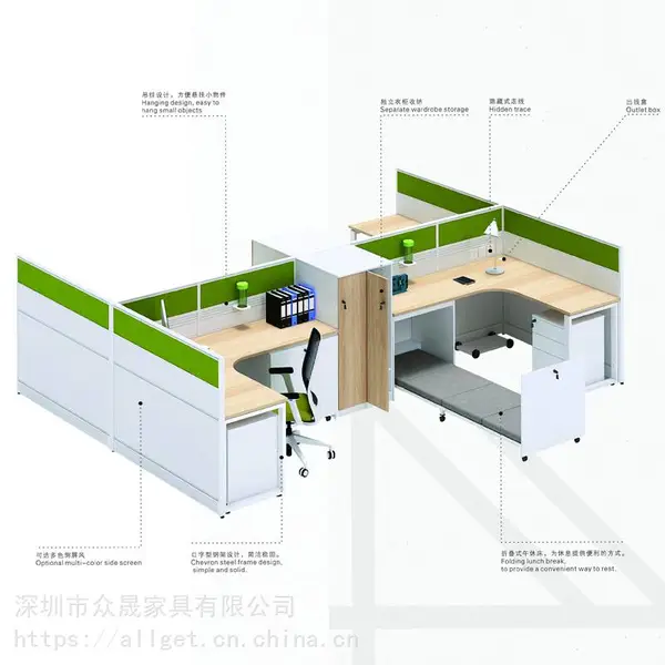深圳众晟家具办公职员屏风桌铝合金框屏风隔断