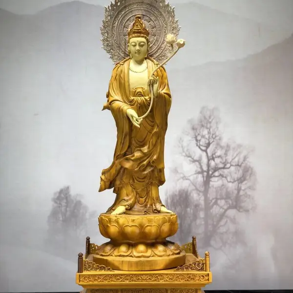 大势至菩萨楠木根雕香樟财神佛像观音关公弥勒佛居家招财摆件商务礼品