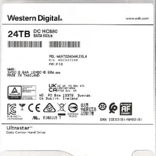 HC580 WUH722424ALE6L4 24TB SATA 3.5寸512M 企业级硬盘
