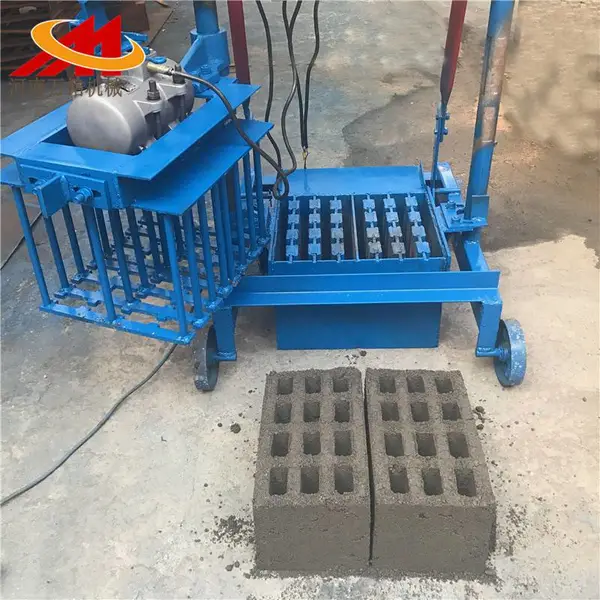 万铭移动式小八孔空心砖机 混凝土半自动空心砌块砖机建材设备