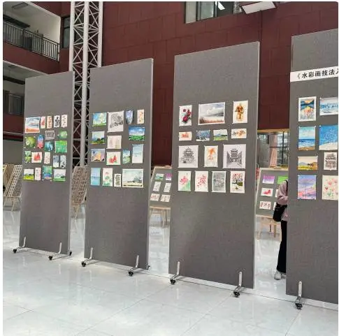 磁吸款书画亚麻布板墙书法画展展览美术展示宣传美术板墙隔断