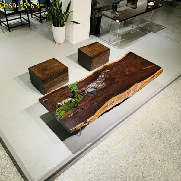 福州黑檀大板桌茶台实木巴花大板办公桌工厂