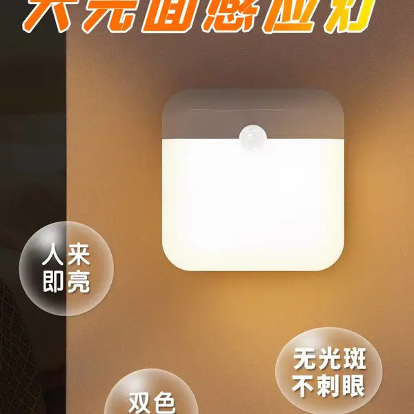 智能外贸新款双光源人体红外线感应灯卧室橱柜楼梯小夜灯衣柜灯