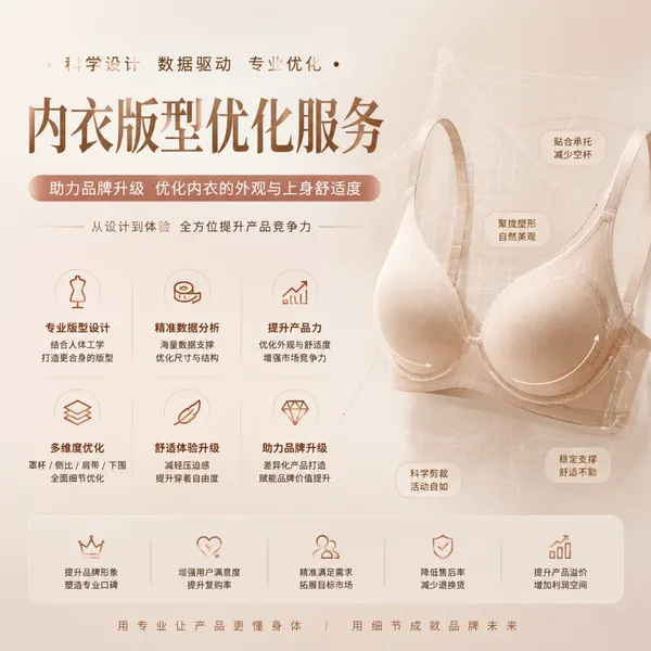 蝶序内衣版型优化 二次升级原版纺织面料+工艺+蕾丝+结构 泳衣/文胸/连体胸衣/内裤贴身服装版型调整