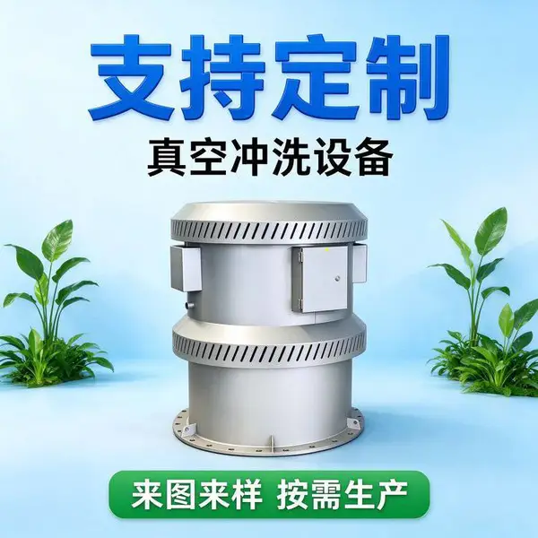 调蓄池真空冲洗系统 一次真空多次冲洗 雨水调蓄池池底泥沙冲洗设备