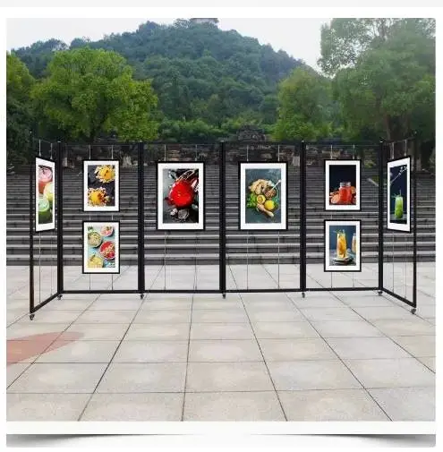 可定制屏风黑色折叠书画展板幼儿园学校美术作品展书法摄影展示架