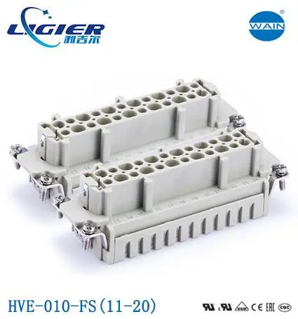 HVE-010-FS(11-20) WAIN 重载连接器 10芯 830V/16A 弹片连接
