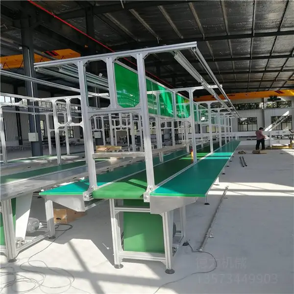 电子厂防静电工作台双面带灯架流水线传送车间装配拉生产线输送带