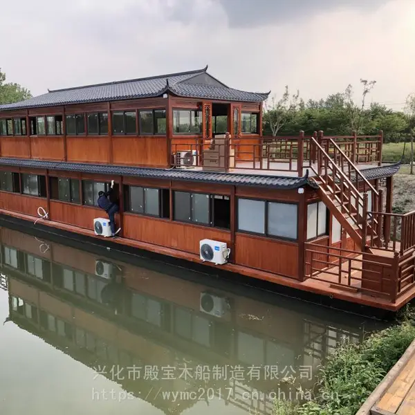 20米水上餐饮船双层画舫船仿古电动木船接待用船