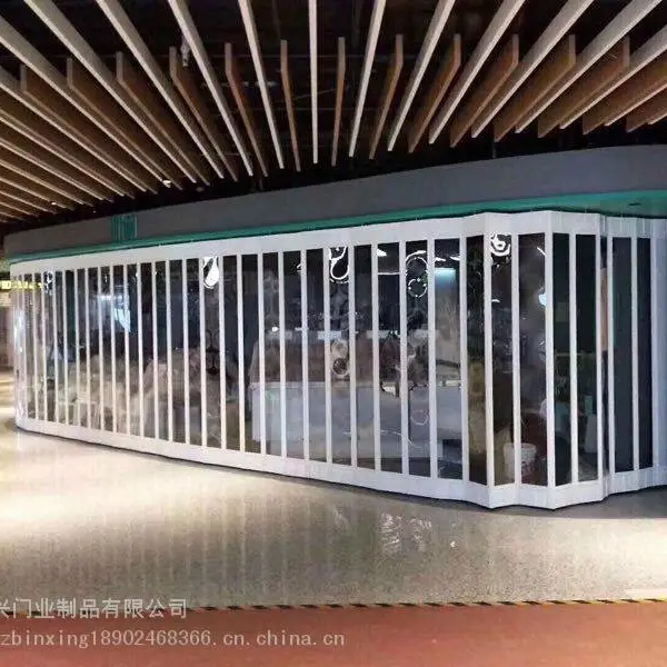 商铺折叠门水晶门洗车房商场透视门隔断门铝合金折叠门定制