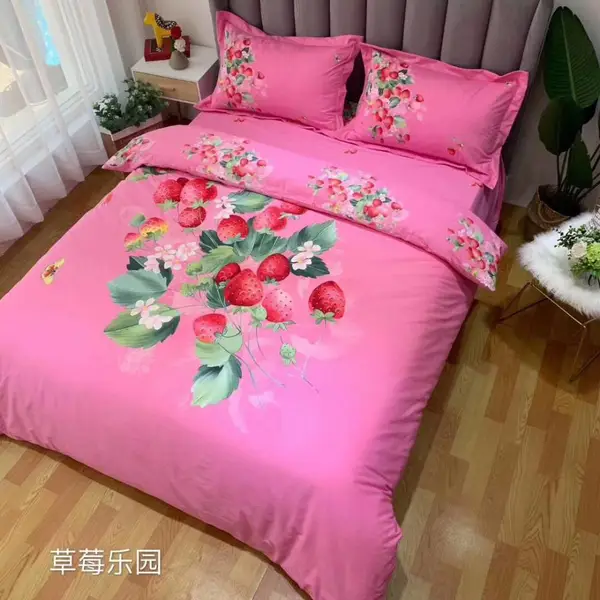 供应钻五纯棉磨毛四件套,图案3D效果133*76密度,透气舒适,2019***