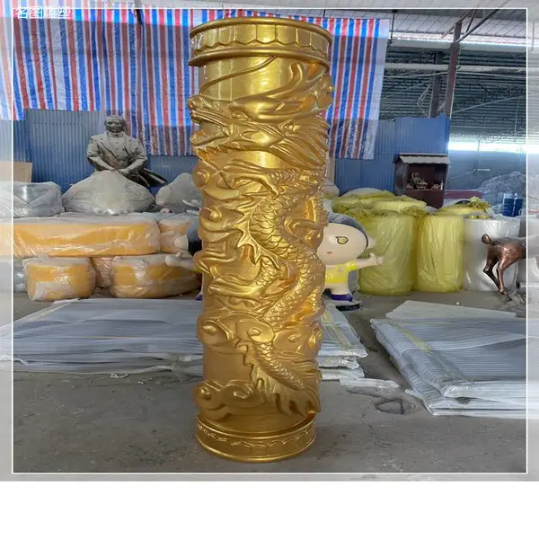 广州玻璃钢龙凤柱雕塑 罗马柱雕塑 金铺龙凤柱雕塑装饰