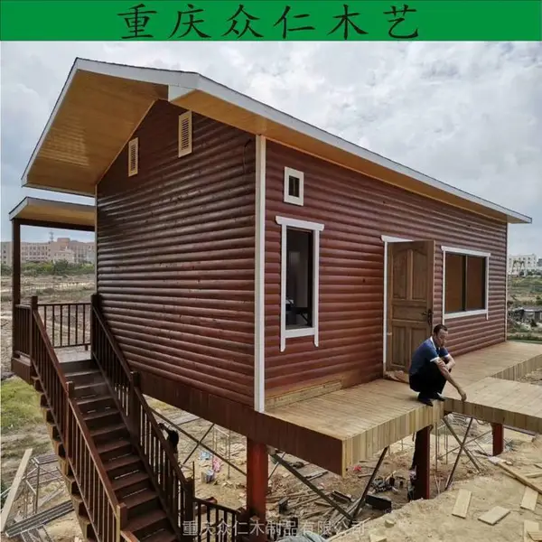 武胜防腐木传统木房子 实木现代木别墅 防腐木别墅设计施工 众仁木艺