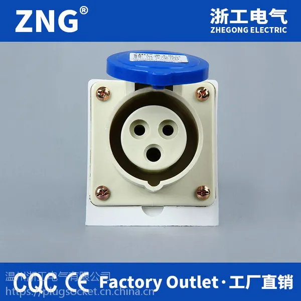 浙工电气16a3p明装工业插座 单相三线3芯16A工业电源插座尾罩固定式 ZNG-113