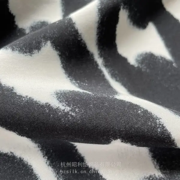 23姆米丝人棉纺 真丝人棉混纺面料 真丝人棉交织数码印花 中国风 水墨