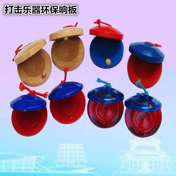 木质清漆圆舞板塑料响板 午板哒哒板奥尔夫儿童打击乐器教具