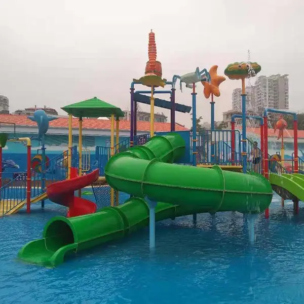 海洋风格儿童池水寨厂家,水上乐园滑梯水寨整体交钥匙工程,河南博悦