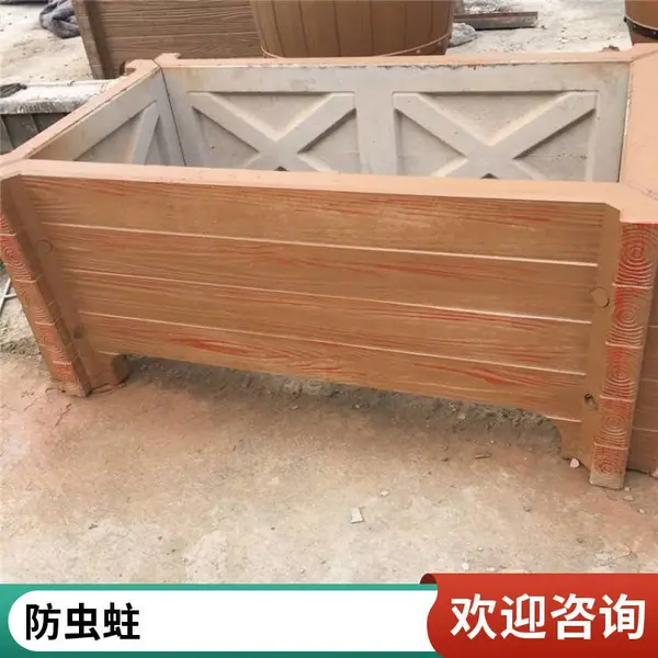 混凝土仿木花槽 绿化圆形花桶 口径60/80cm方形防腐花池 造型美观