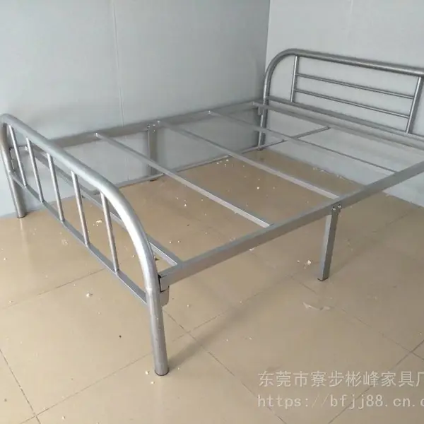 单层铁床出租房铁架床1.2米单人床1.5米双人床员工宿舍单层床东莞茶山铁架床