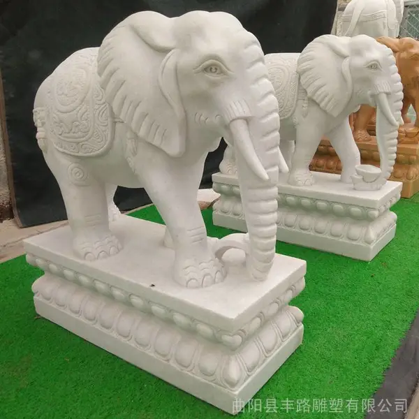 石雕大象,汉白玉雕刻大象,大理石吉祥石象雕塑