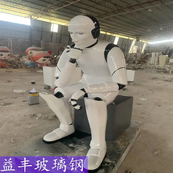 清远公园下棋人像雕塑 玻璃钢机械人造型定做