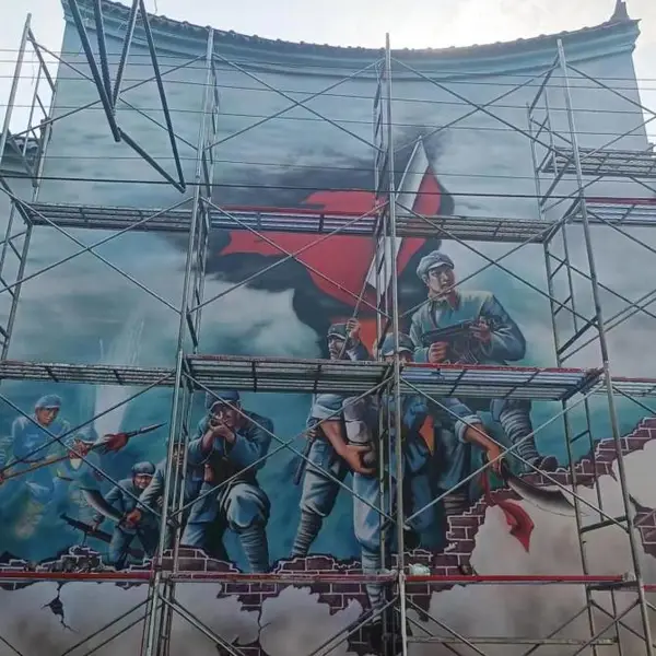 阿里措勤高空外墙彩绘壁画,电厂冷却塔烟囱凉水塔手绘墙涂鸦,蜘蛛人天桥油漆