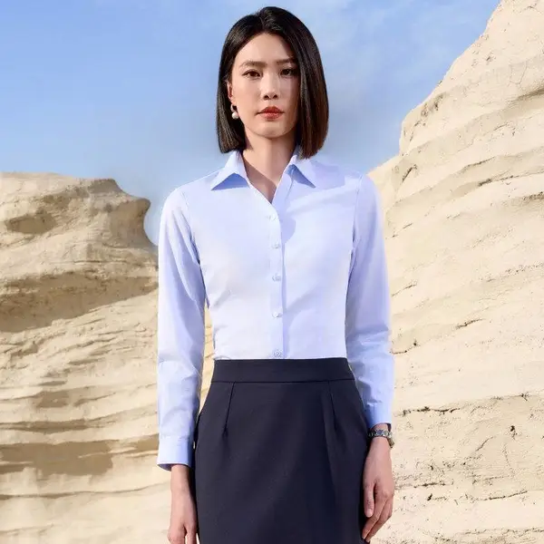 木幂森服饰 高端免烫纯棉 短袖衬衫 男女同款工作服 方领商务职业装