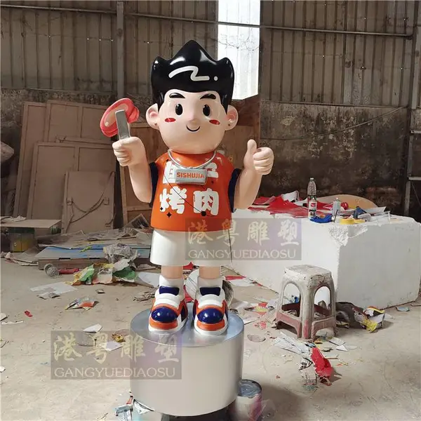 创意美食广场形象玻璃钢卡通公仔雕塑户外玻璃纤维玩偶