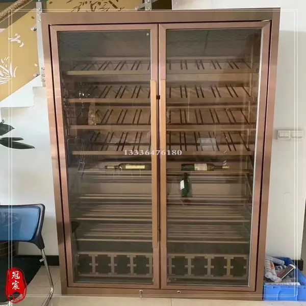 古铜不锈钢酒柜定做 造型不锈钢酒柜来图定做 仿古不锈钢酒架加工