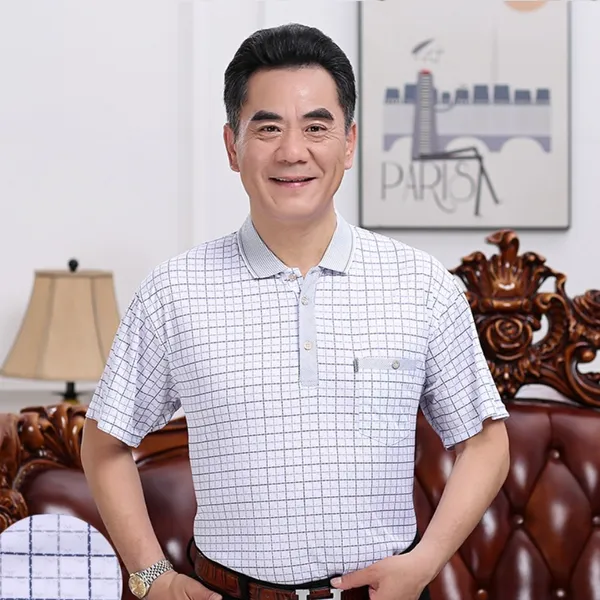 中老年装男士翻领T恤 地摊尾货 2022年便宜库存短袖上衣