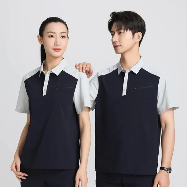 广州工程工作服定制 海珠区汽修工衣订制 POLO衫定做 翻领T恤工装