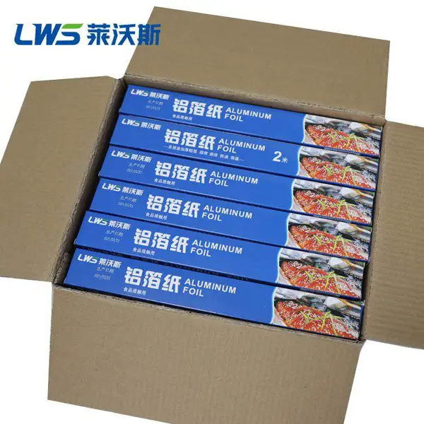 莱沃斯2米长10微米厚家庭装锡纸卷整箱批发锡箔纸铝箔纸铝箔餐盒家庭装烧烤烘焙一次性铝箔