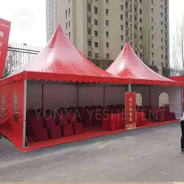 厂家出售4x4米铝合金尖顶帐篷 美食节摊位展会一条街锥顶PVC篷房