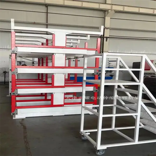 电力设备用仓储架 电动伸缩悬臂货架案例 高承重立体型材放置架