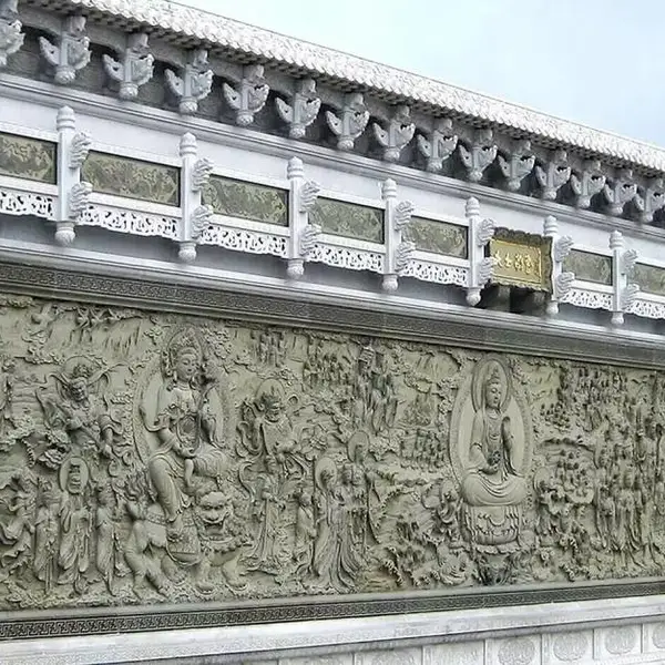 33体观音浮雕壁画 千手观音石雕照壁 灵山法会浮雕墙