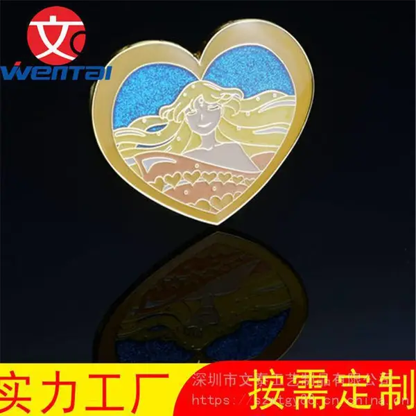 爱心天使胸章订制 爱心自愿者徽章 定做金葱闪粉徽章