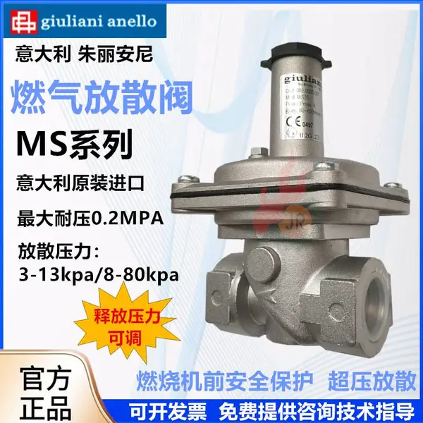 正品意大利朱丽安尼燃气放散阀MS25工业燃烧专用安全超压泄压阀