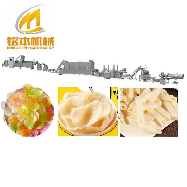 铭本机械提供薯条 虾片类设备二次膨化休闲食品生产线