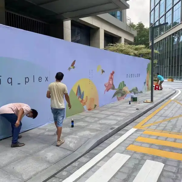 深圳PET双面布UV双面打印灯杆旗画面