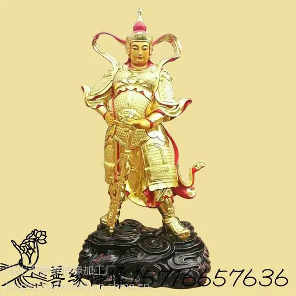 河南邓州佛像厂定制供应木雕 石雕 树脂彩绘贴金韦陀菩萨佛像