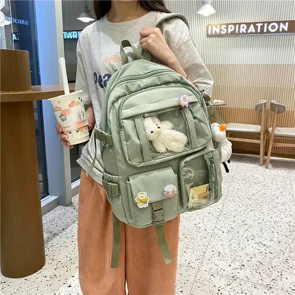 ins风大容量高中学生书包女韩版原宿ulzzang少女双肩包初中生背包