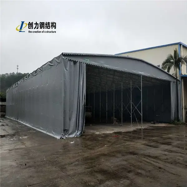 推拉篷制作_青岛伸缩雨棚遮阳篷-电动悬空雨篷-移动伸缩大棚
