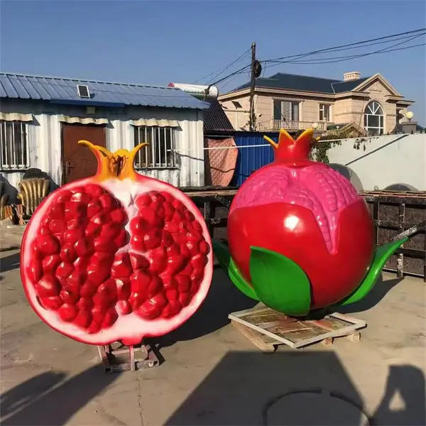 玻璃钢大型石榴雕塑制作 户外广场仿真水果蔬菜模型农场庄园摆件