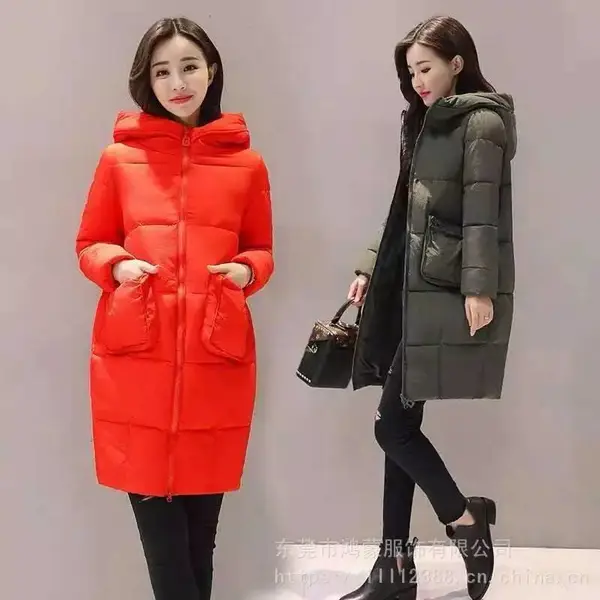 棉服韩版修身女长款高棉弹力加厚加绒棉衣羽绒服