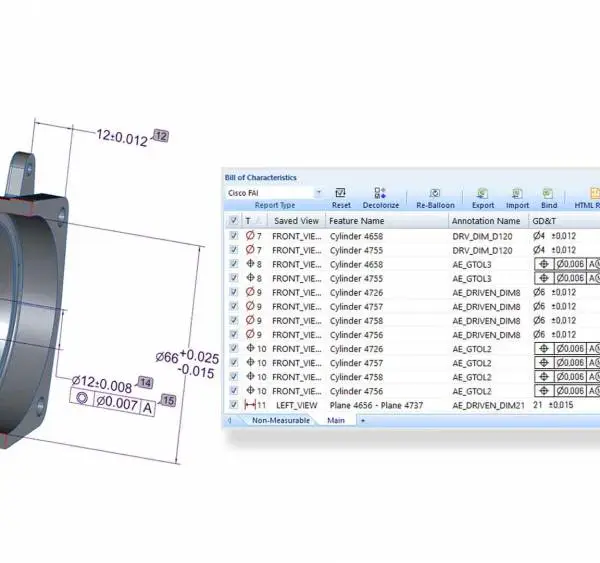 CAD模型MBD质量管理软件MBDVidia-3D PMI标注管理 测量结果导入3D模型 Balloon 2D自动生成气泡图 CAD格式转换