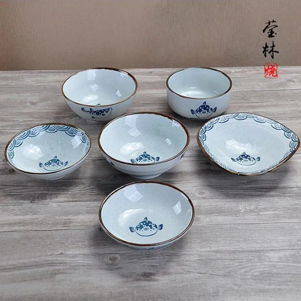 创意手绘日式餐具套装 泡面碗套装陶瓷拉面碗汤碗 工厂批发