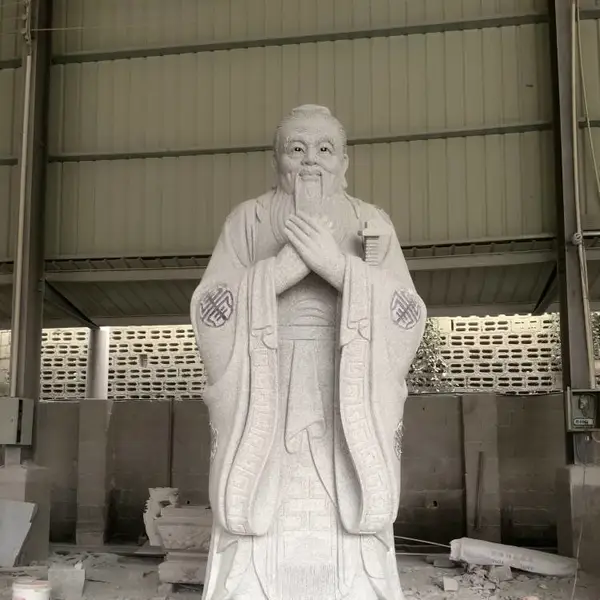 校园广场孔子雕塑汉白玉石雕孔子像加工定制校园人物雕塑名人肖像人物石雕摆件