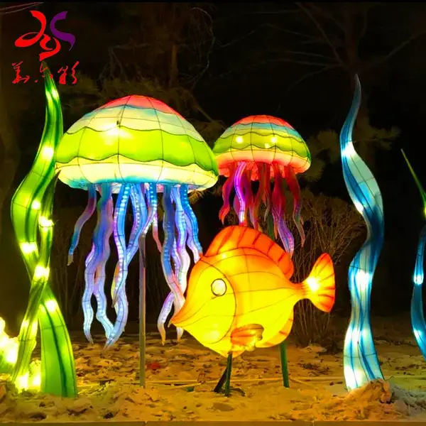 手工制作花灯动物 四平丝袜荷花灯的制作 灯展策划