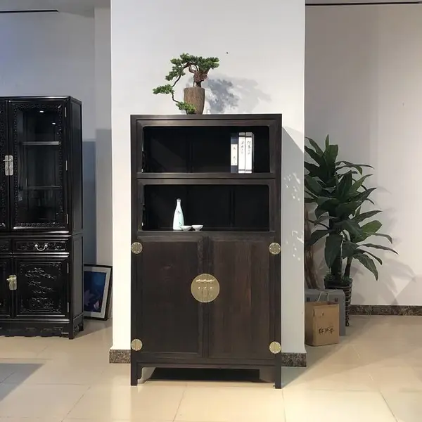 清雅脱俗明式红木办公书柜 紫光檀圆角柜万历柜榫卯严谨
